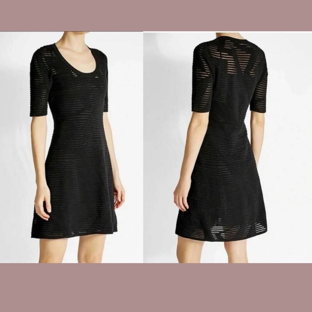 NWT $695 M Missoni [ 44 IT ] Rib Stitch Fit & Flare Dress in Black‎ #G954